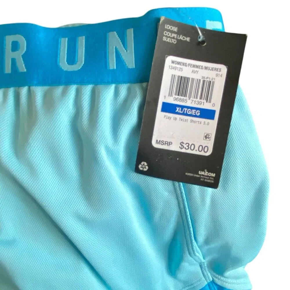 NEW Under Armour Play Up Twist 3.0 Shorts Blue/Blue Women’s Size XL NWT